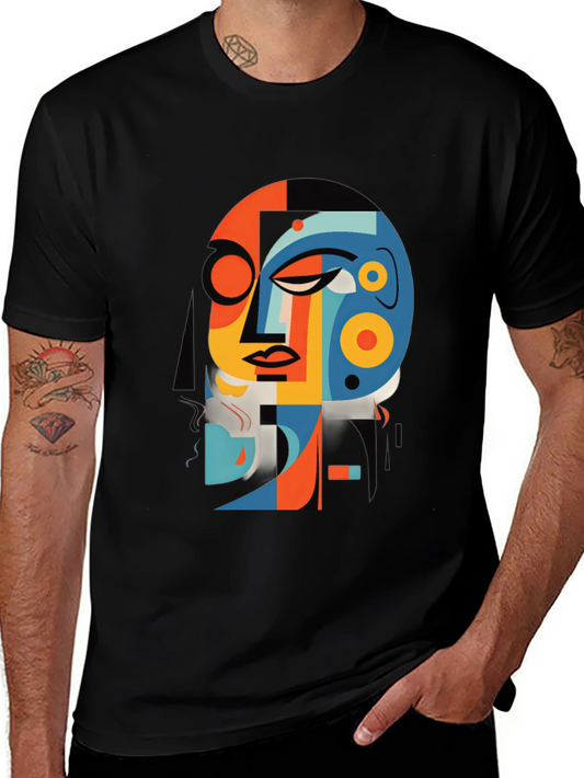 Abstract Face Graphic Tee - Modern Art Shirt