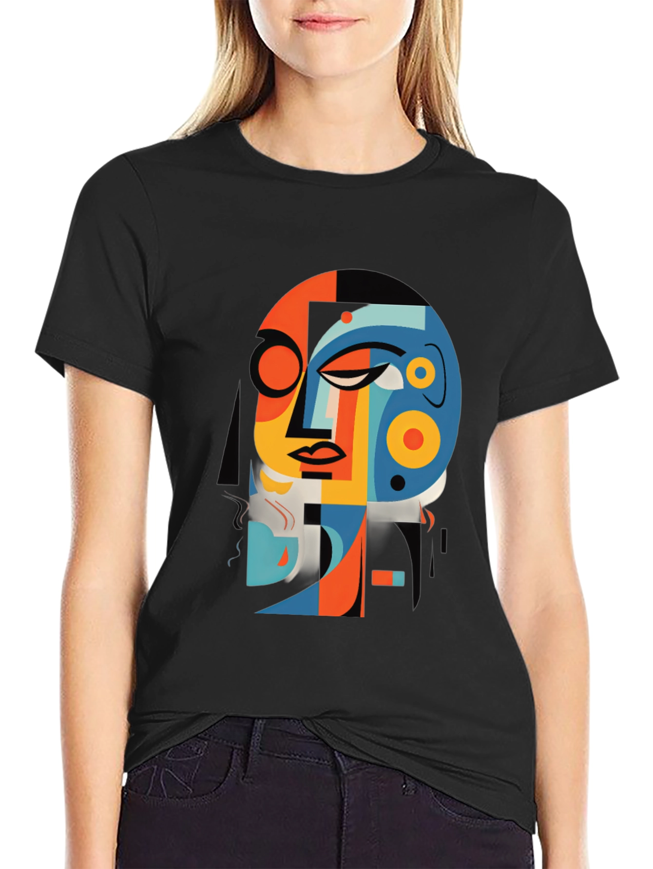 Abstract Face Graphic Tee - Modern Art Shirt