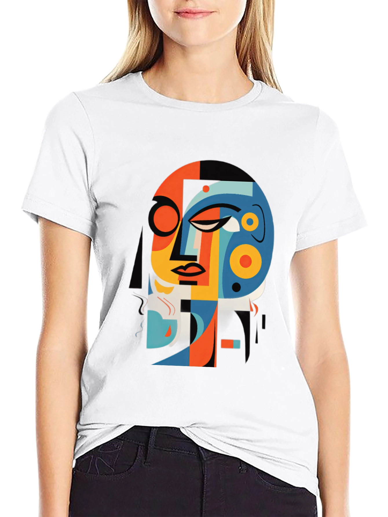 Abstract Face Graphic Tee - Modern Art Shirt
