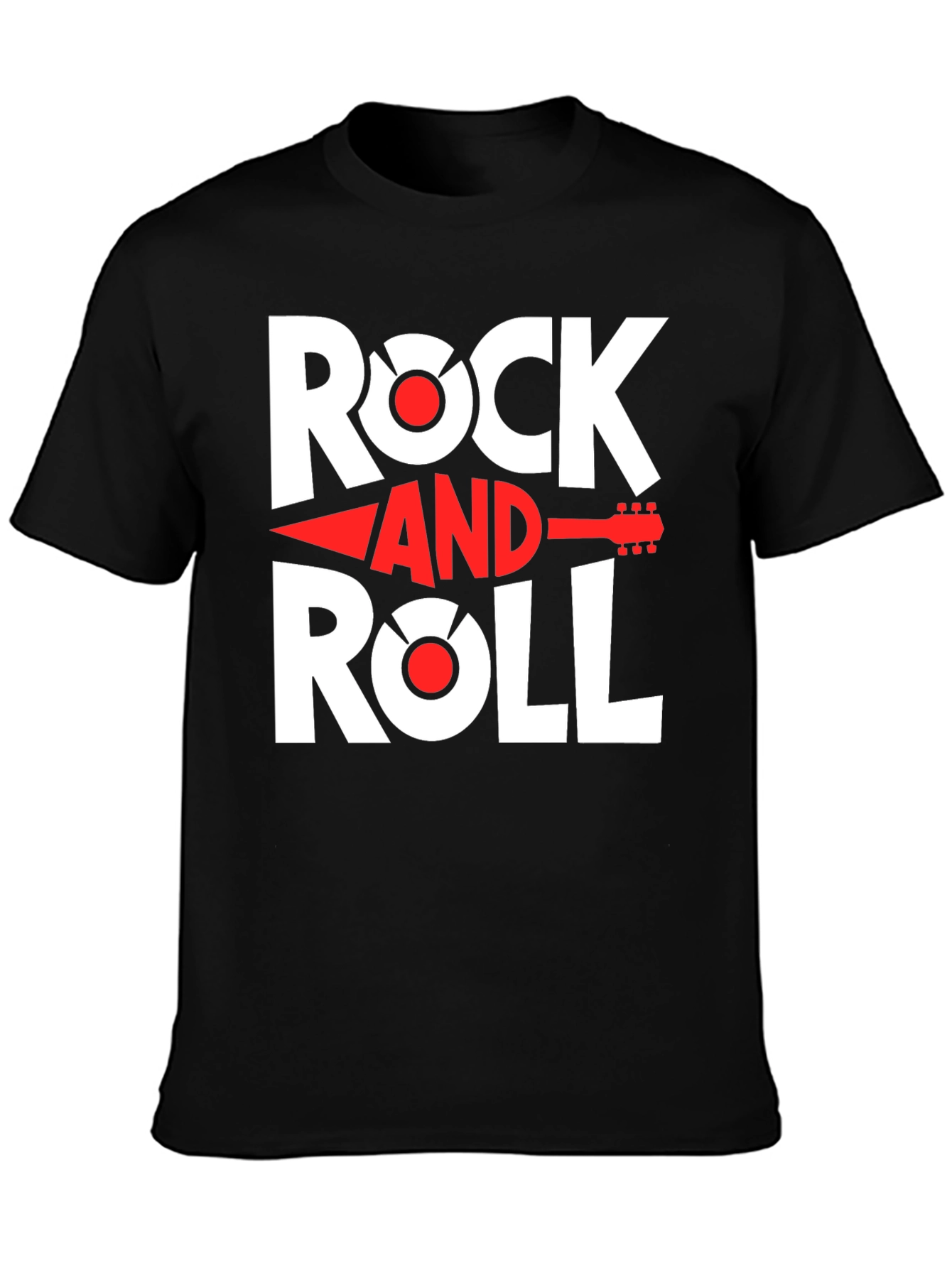 Rock and Roll Graphic Tee - Black Cotton T-Shirt