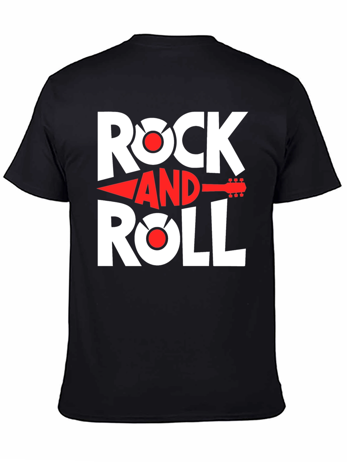 Rock and Roll Graphic Tee - Black Cotton T-Shirt