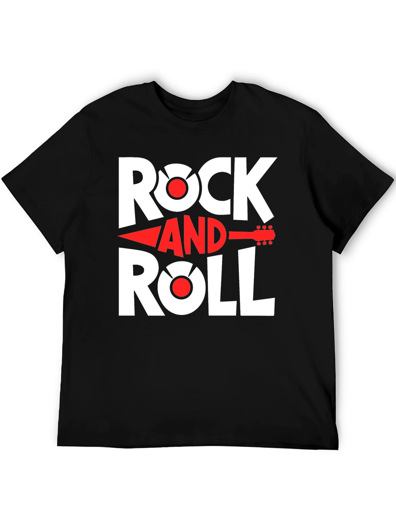 Rock and Roll Graphic Tee - Black Cotton T-Shirt