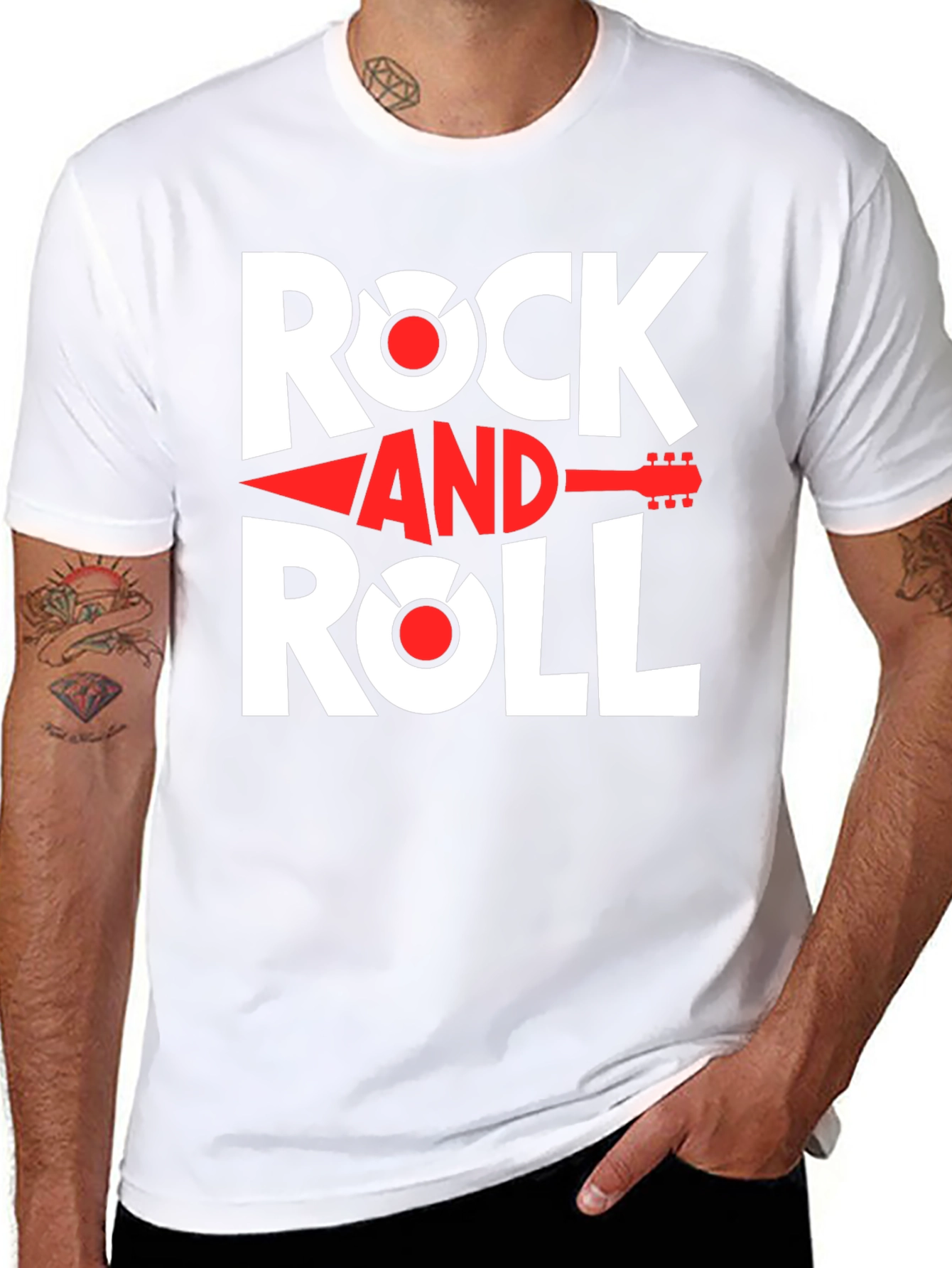 Rock and Roll Graphic Tee - Black Cotton T-Shirt