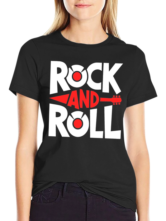 Rock and Roll Graphic Tee - Black Cotton T-Shirt