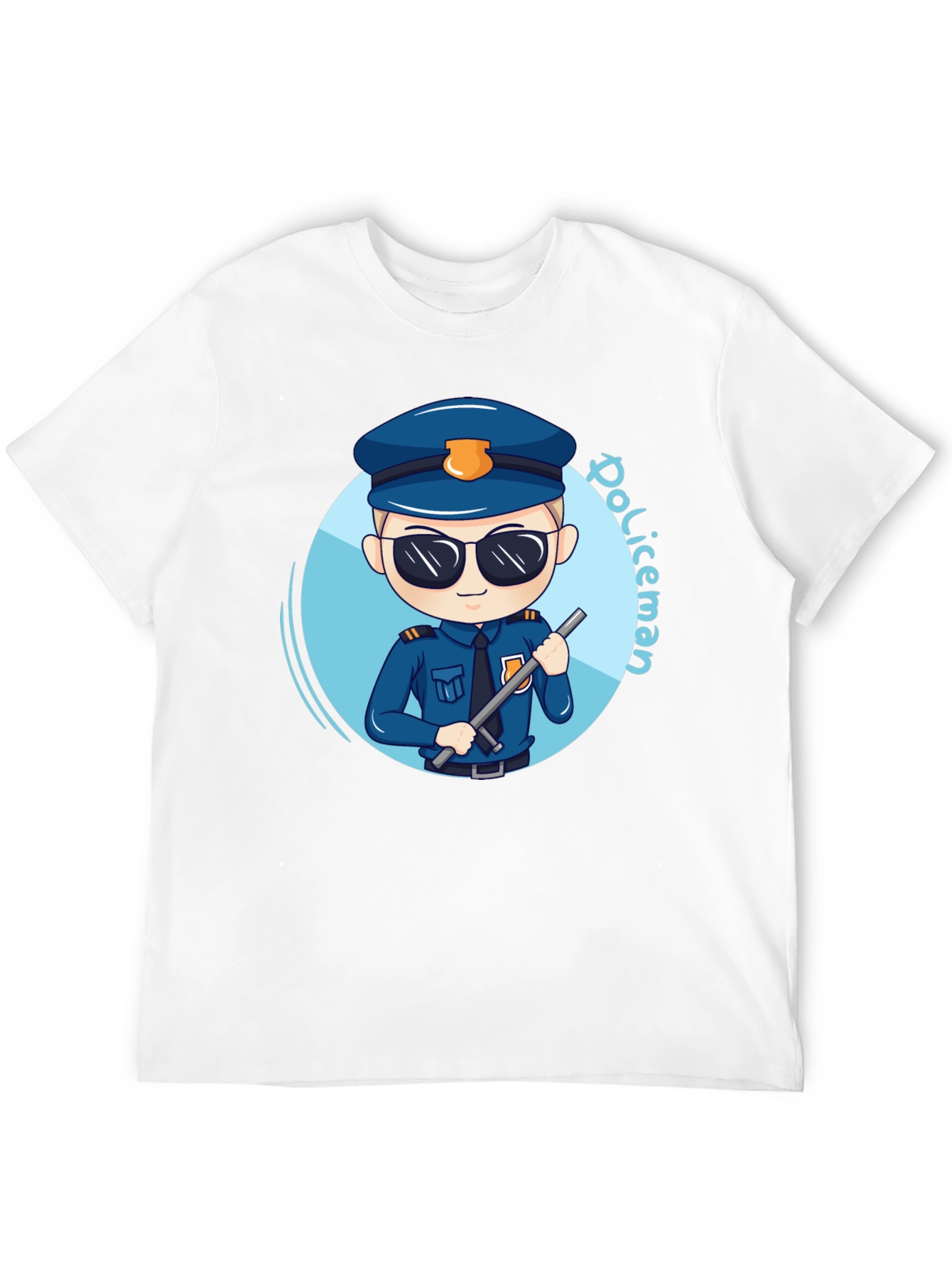 Cartoon Policeman Graphic Tee - Black Unisex T-Shirt