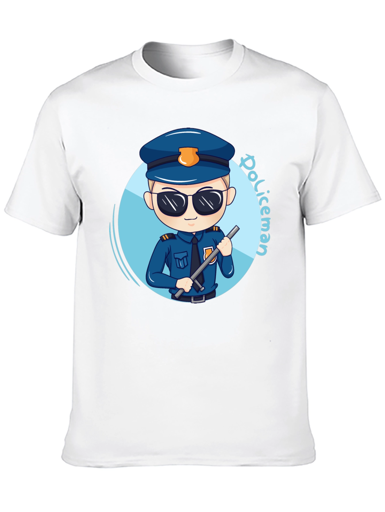 Cartoon Policeman Graphic Tee - Black Unisex T-Shirt
