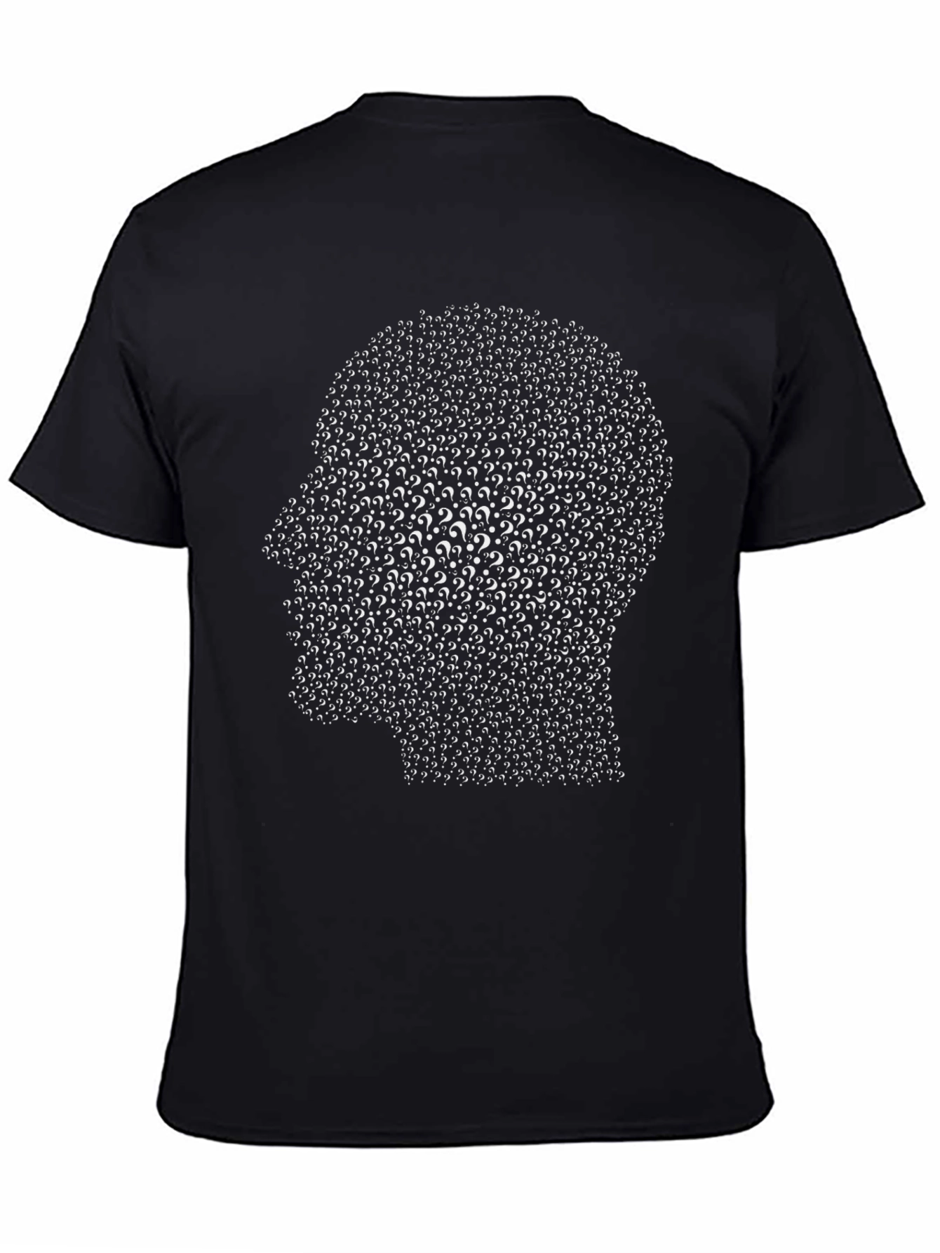 Question Mark Head Graphic Tee - Black Cotton