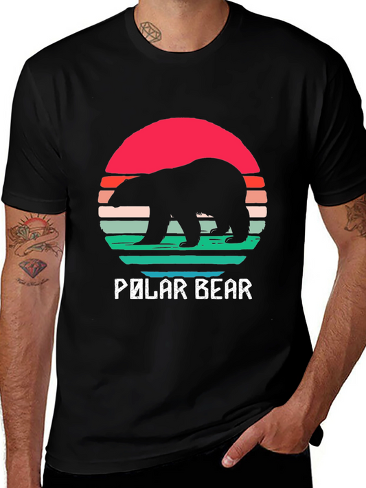 Polar Bear Sunset T-Shirt - Retro Style