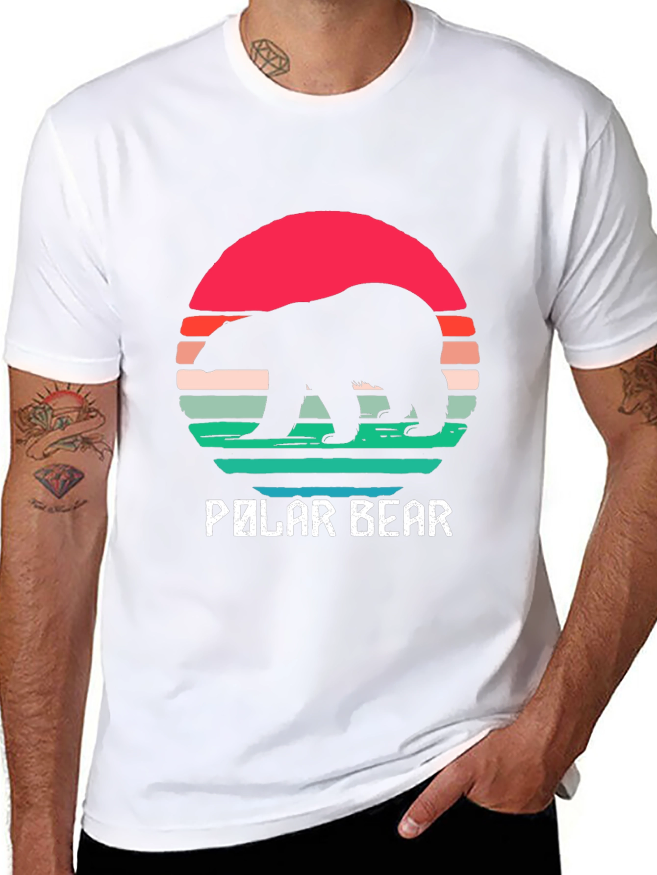 Polar Bear Sunset T-Shirt - Retro Style