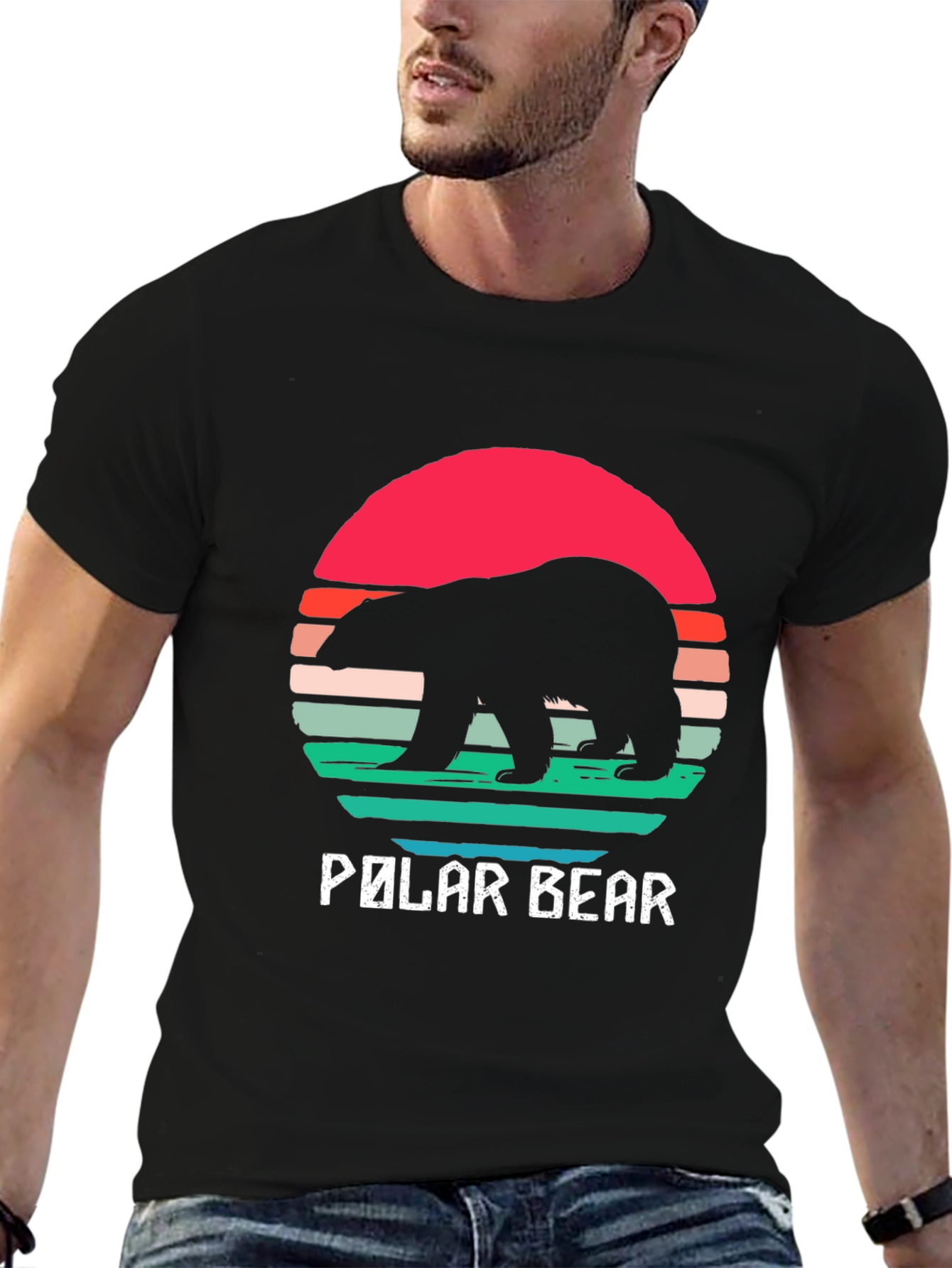 Polar Bear Sunset T-Shirt - Retro Style
