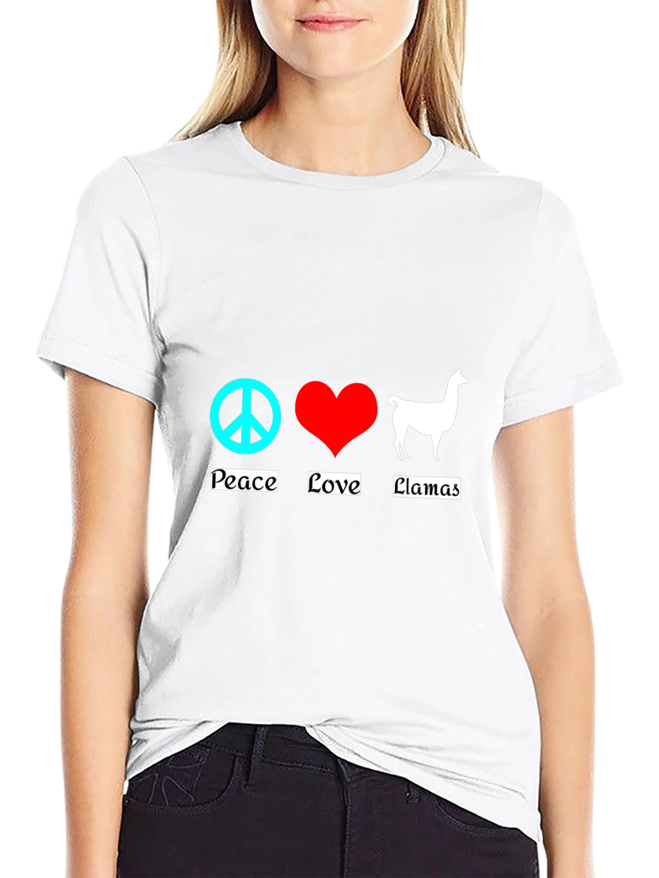 Peace Love Llamas T-Shirt - Black Cotton Tee