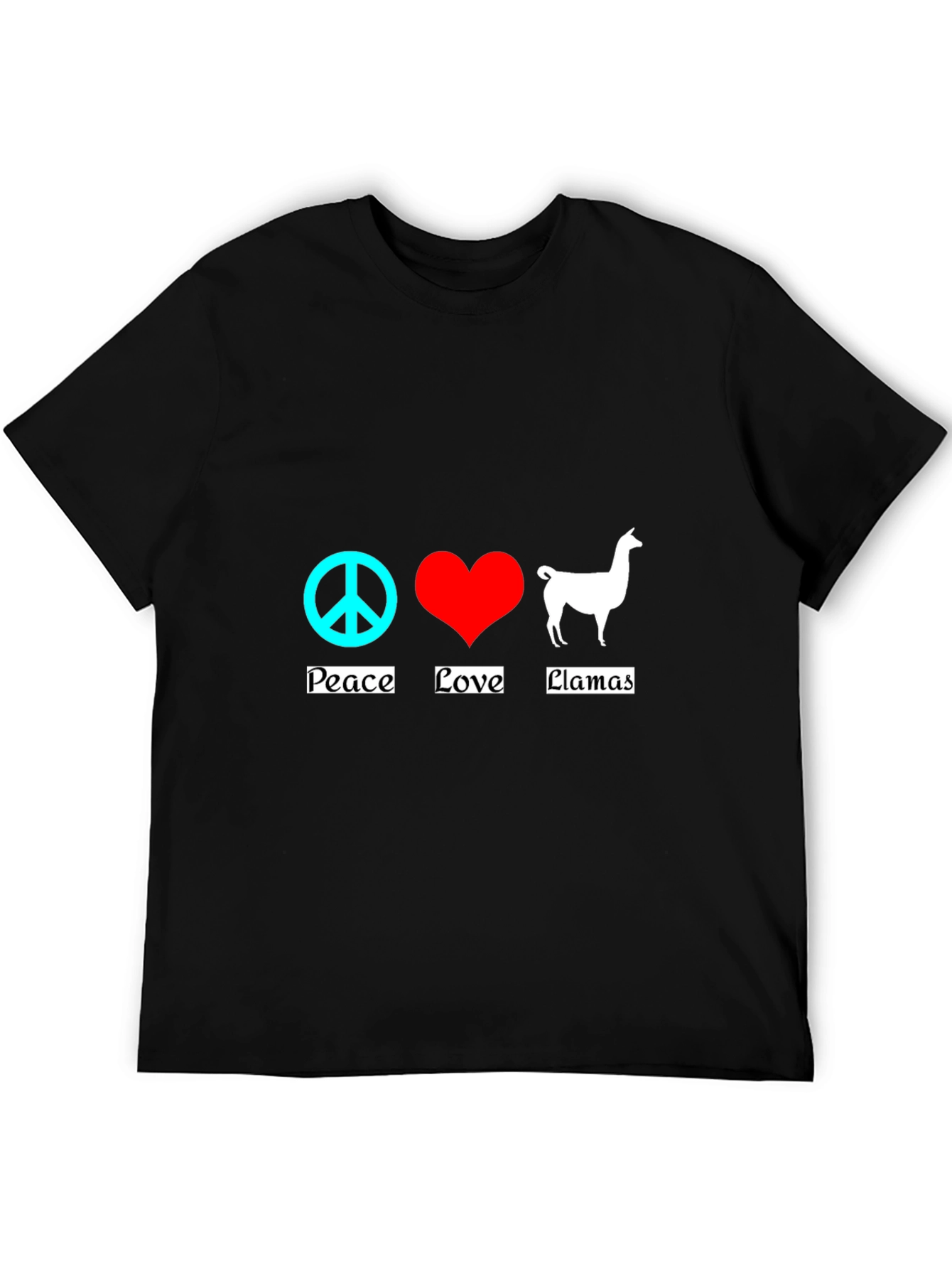 Peace Love Llamas T-Shirt - Black Cotton Tee