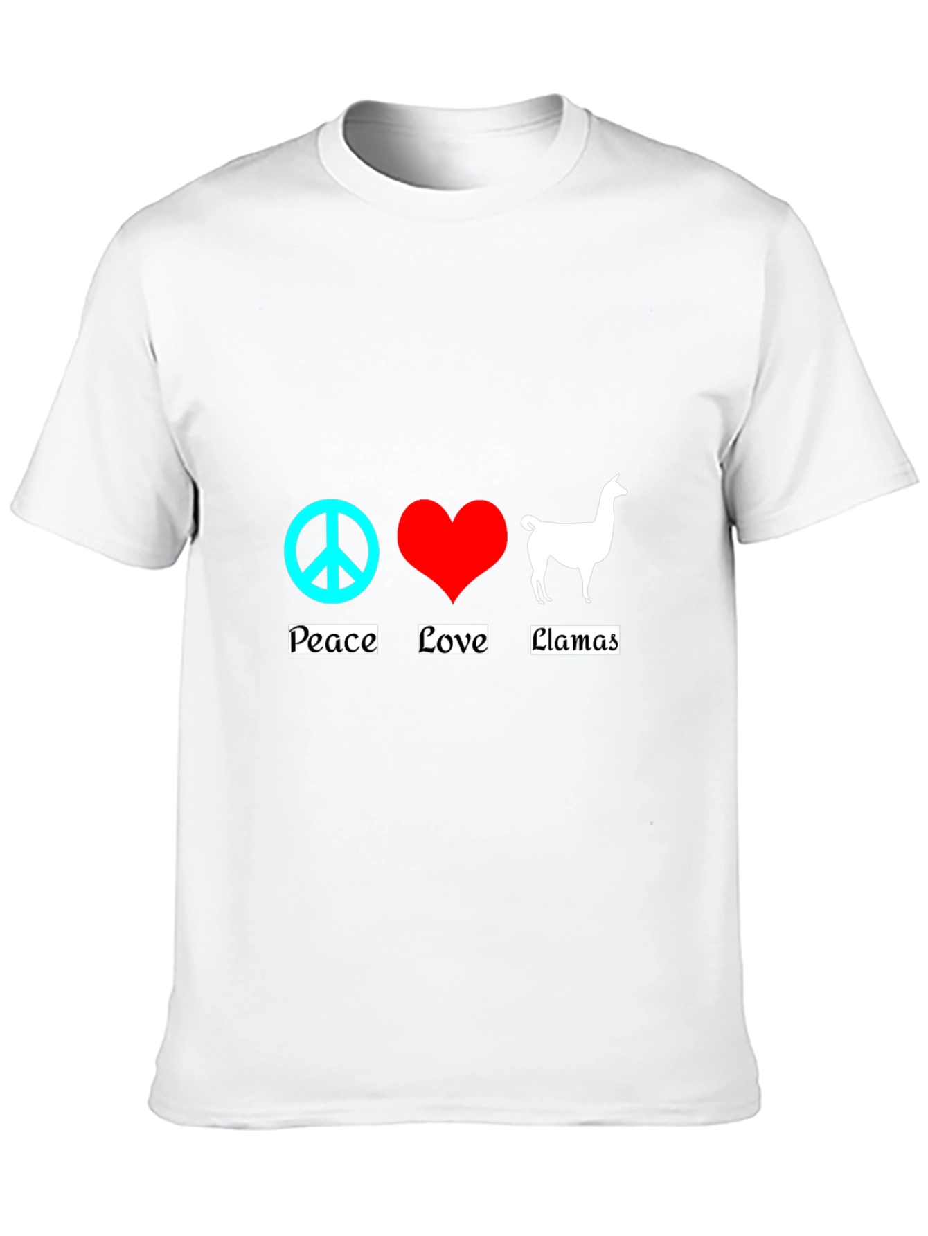 Peace Love Llamas T-Shirt - Black Cotton Tee