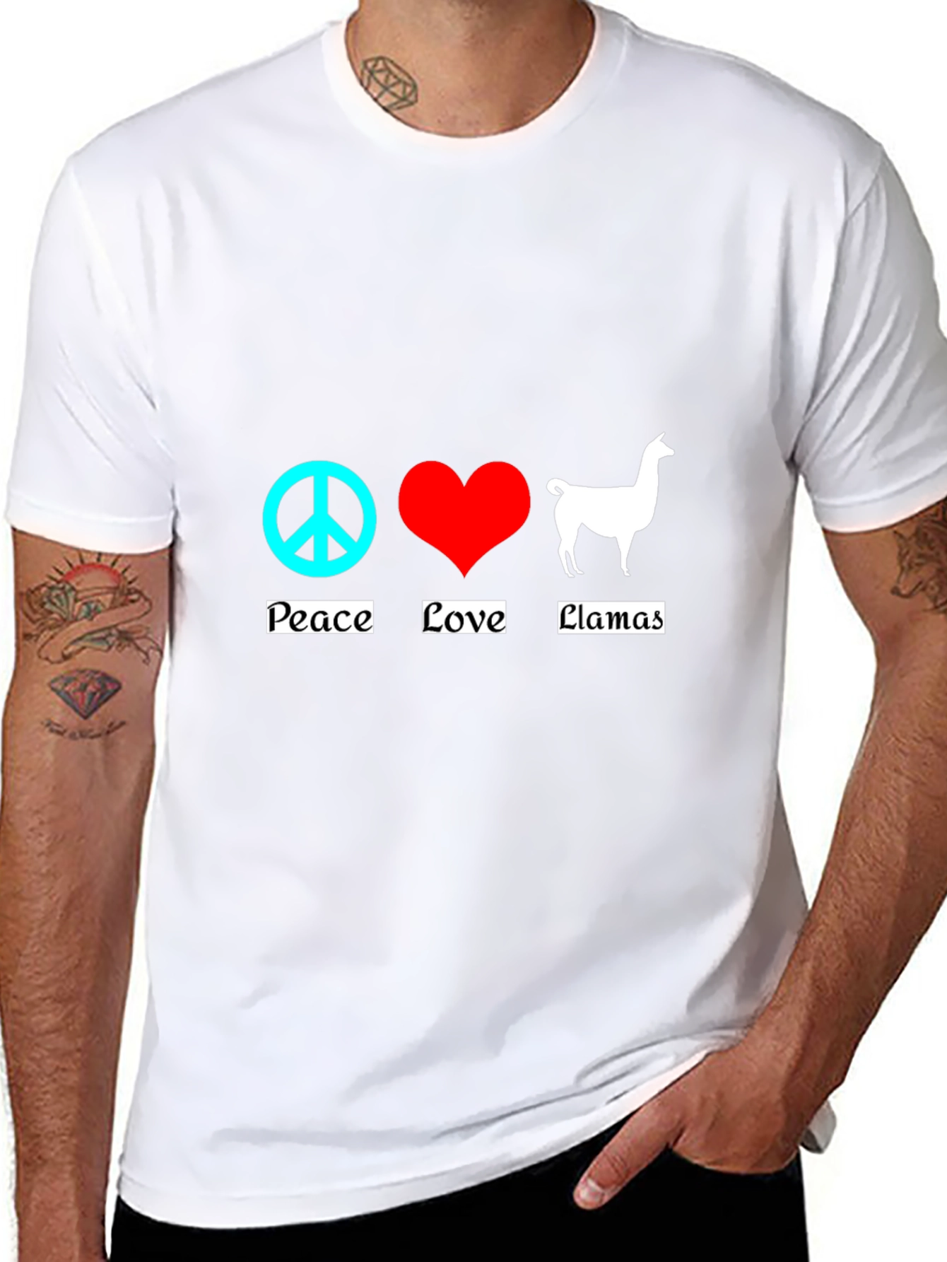Peace Love Llamas T-Shirt - Black Cotton Tee