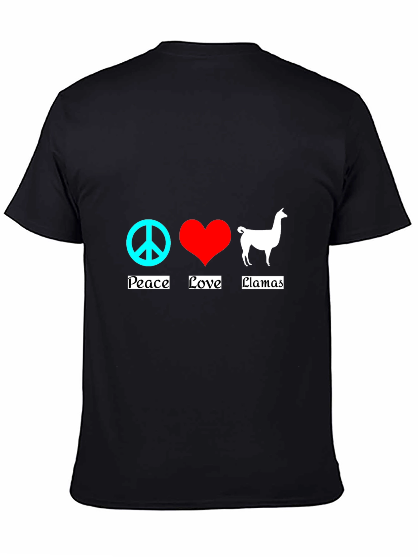 Peace Love Llamas T-Shirt - Black Cotton Tee