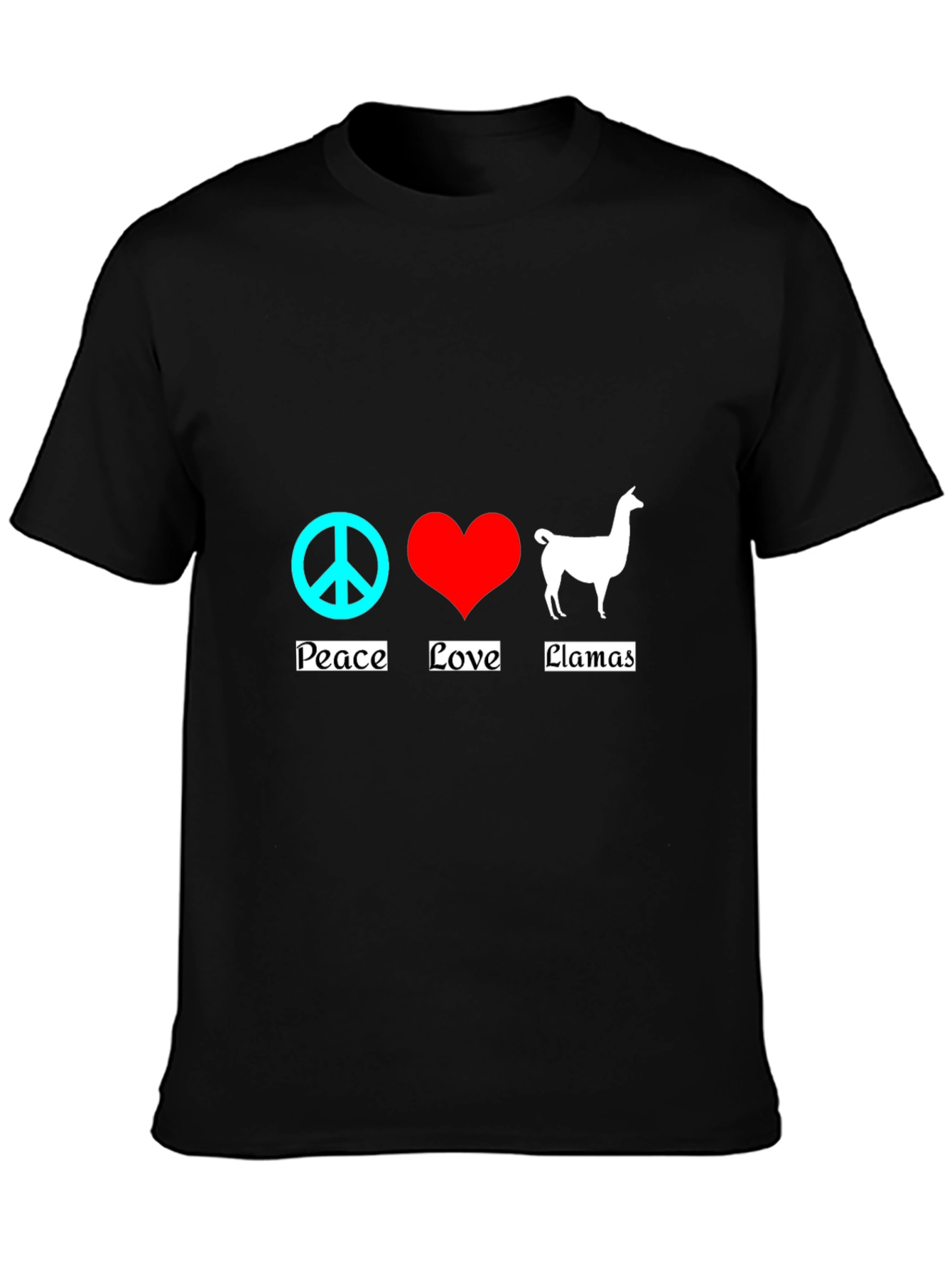 Peace Love Llamas T-Shirt - Black Cotton Tee