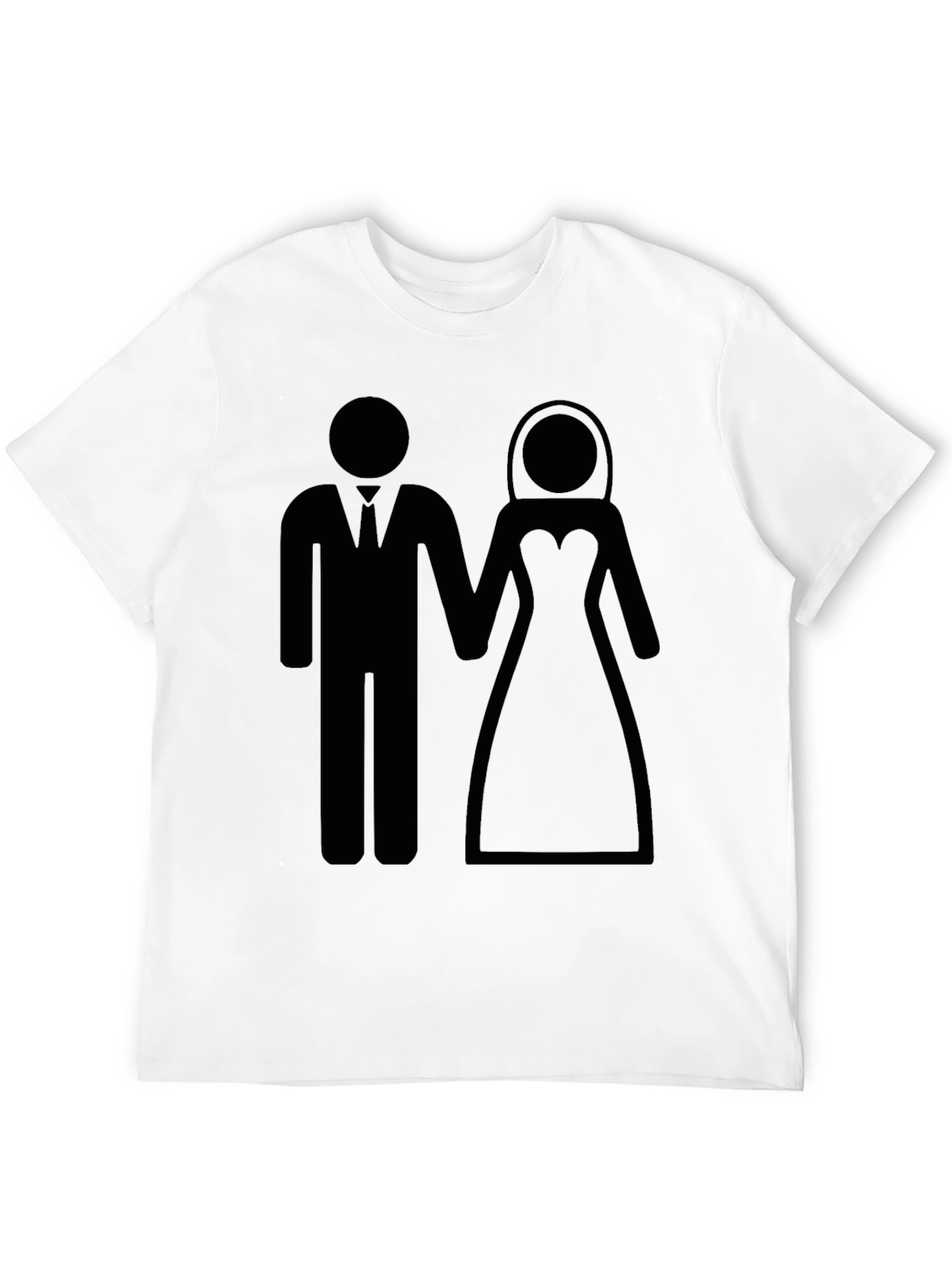 Black Wedding Icon T-Shirt - Bride and Groom