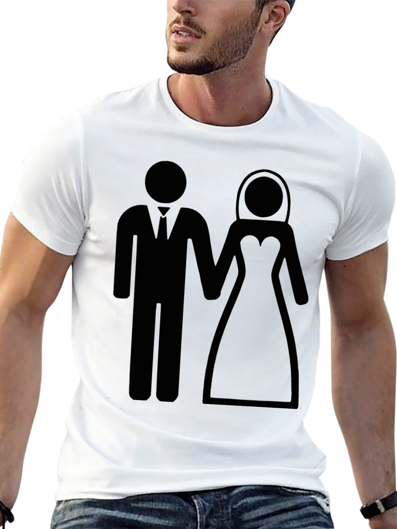 Black Wedding Icon T-Shirt - Bride and Groom