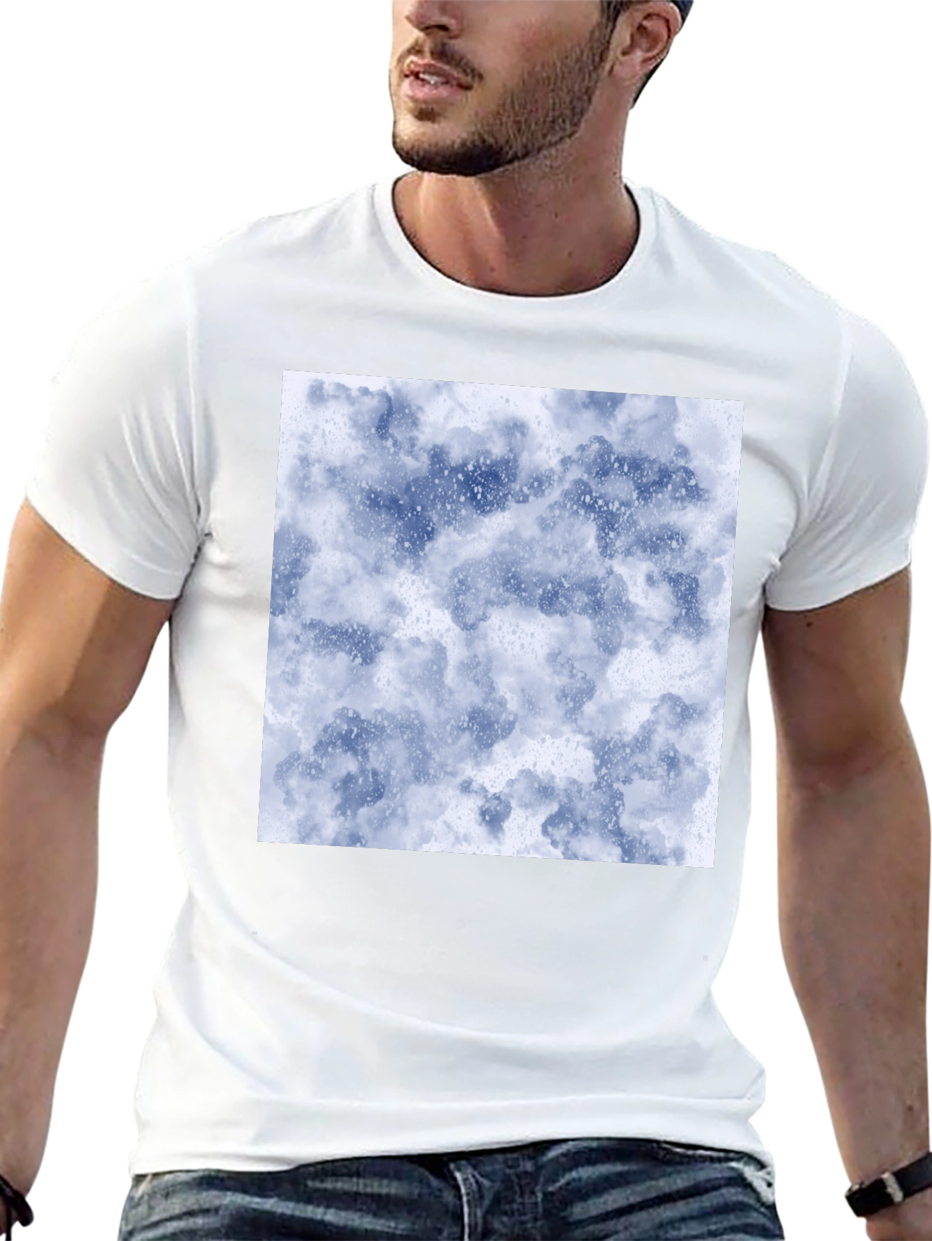 Abstract Cloud Print Black T-Shirt
