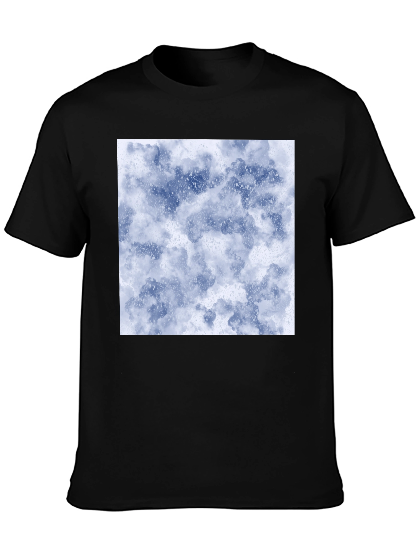 Abstract Cloud Print Black T-Shirt