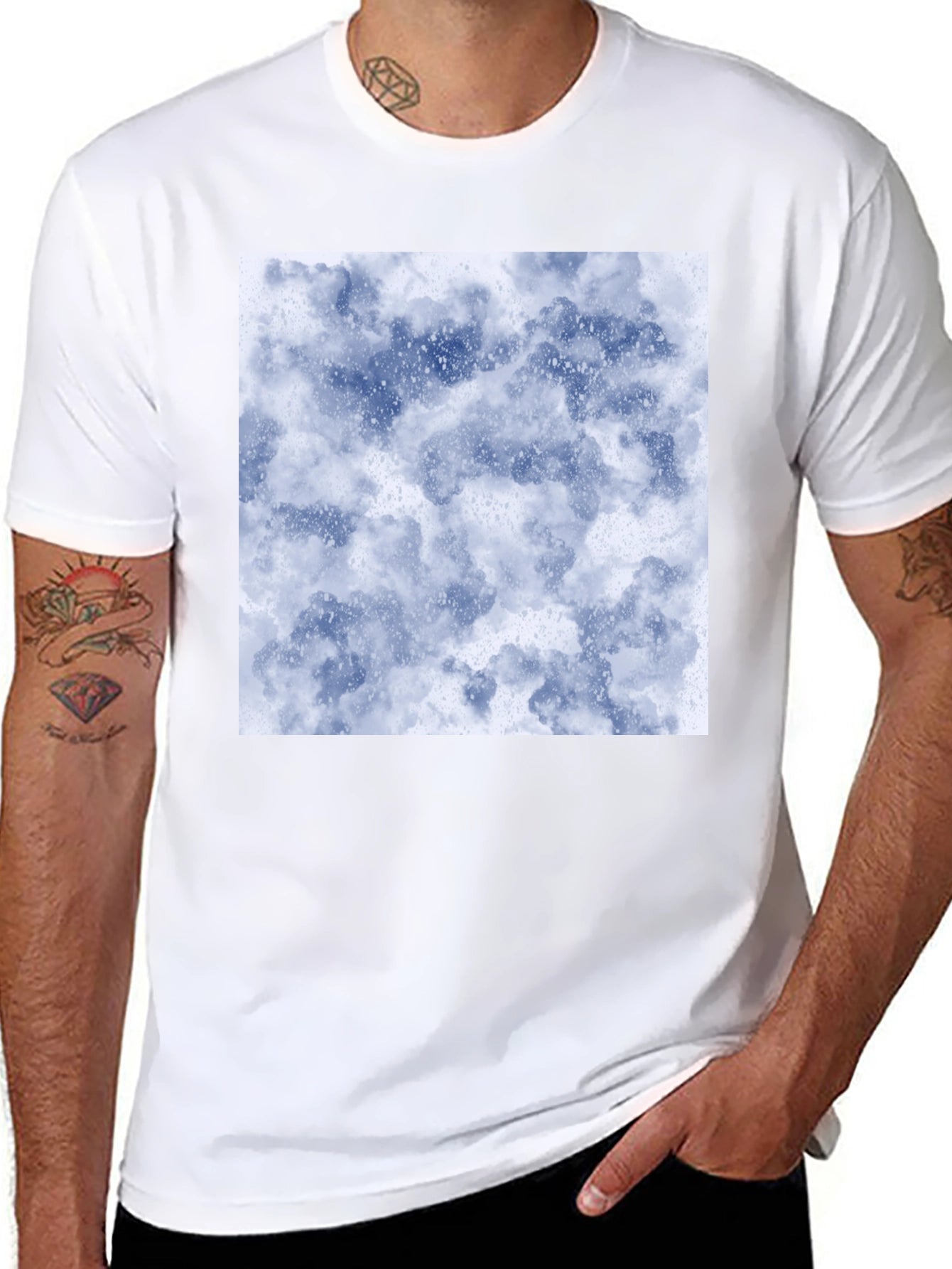 Abstract Cloud Print Black T-Shirt