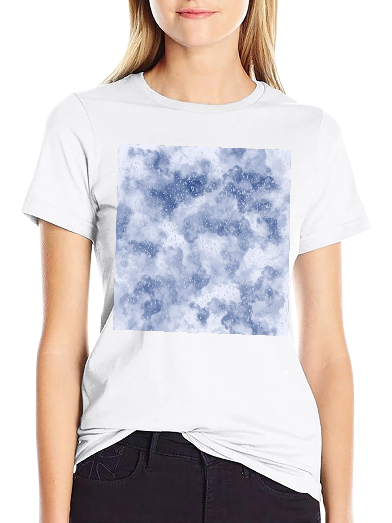 Abstract Cloud Print Black T-Shirt