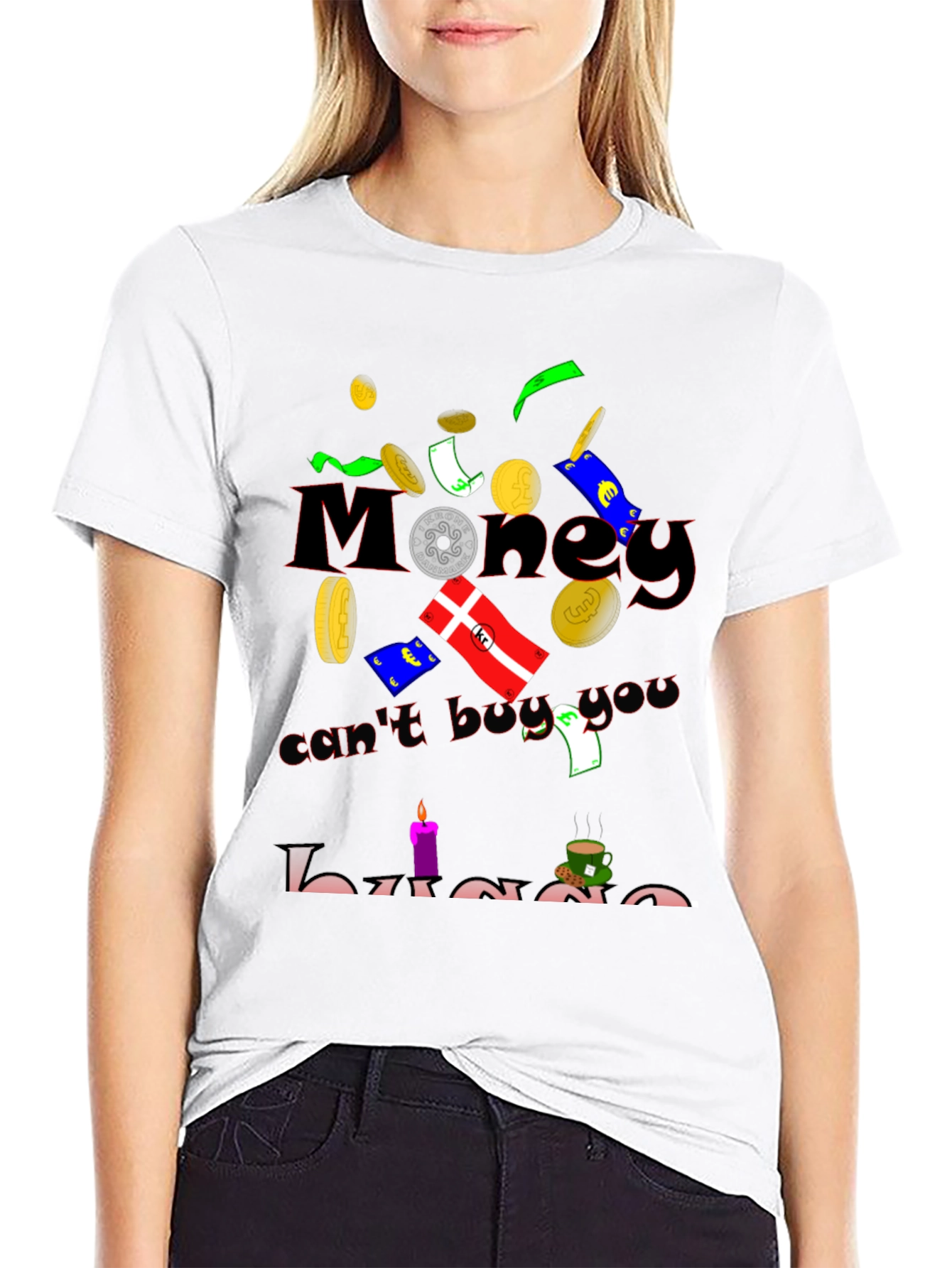 Humorous Money Cant Buy You Hygge Black T-Shirt