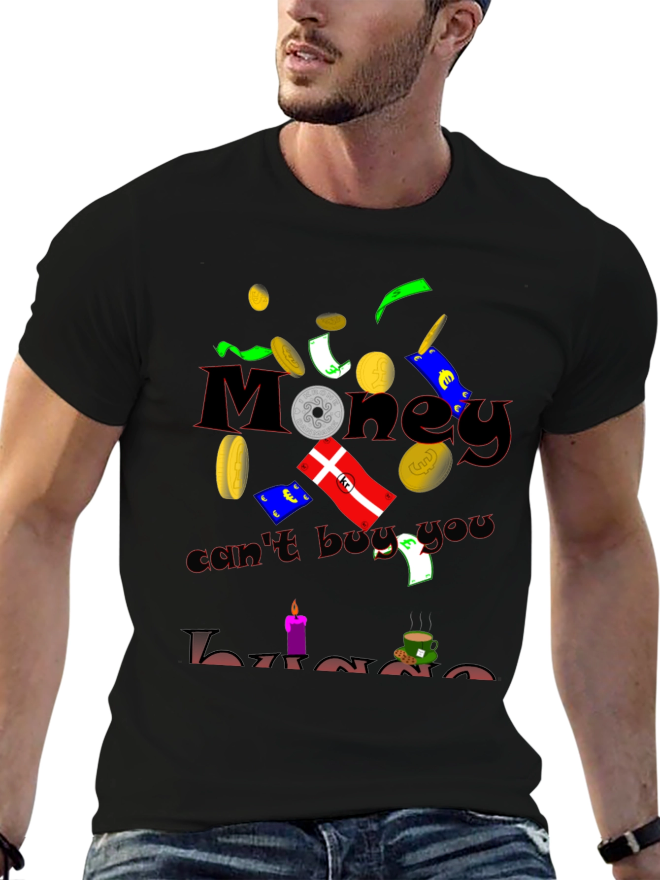Humorous Money Cant Buy You Hygge Black T-Shirt