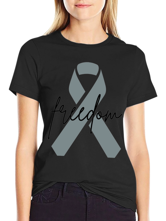 Freedom Ribbon T-Shirt - Grey Ribbon on Black