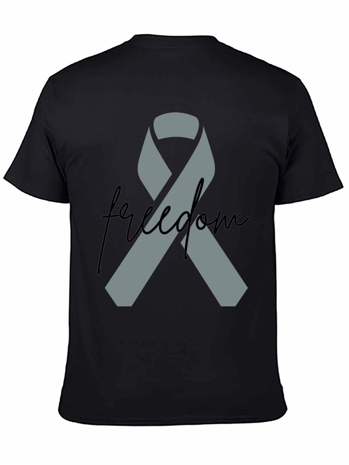 Freedom Ribbon T-Shirt - Grey Ribbon on Black