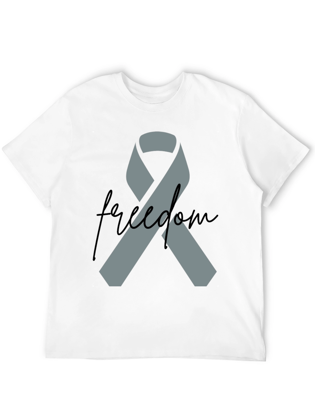 Freedom Ribbon T-Shirt - Grey Ribbon on Black