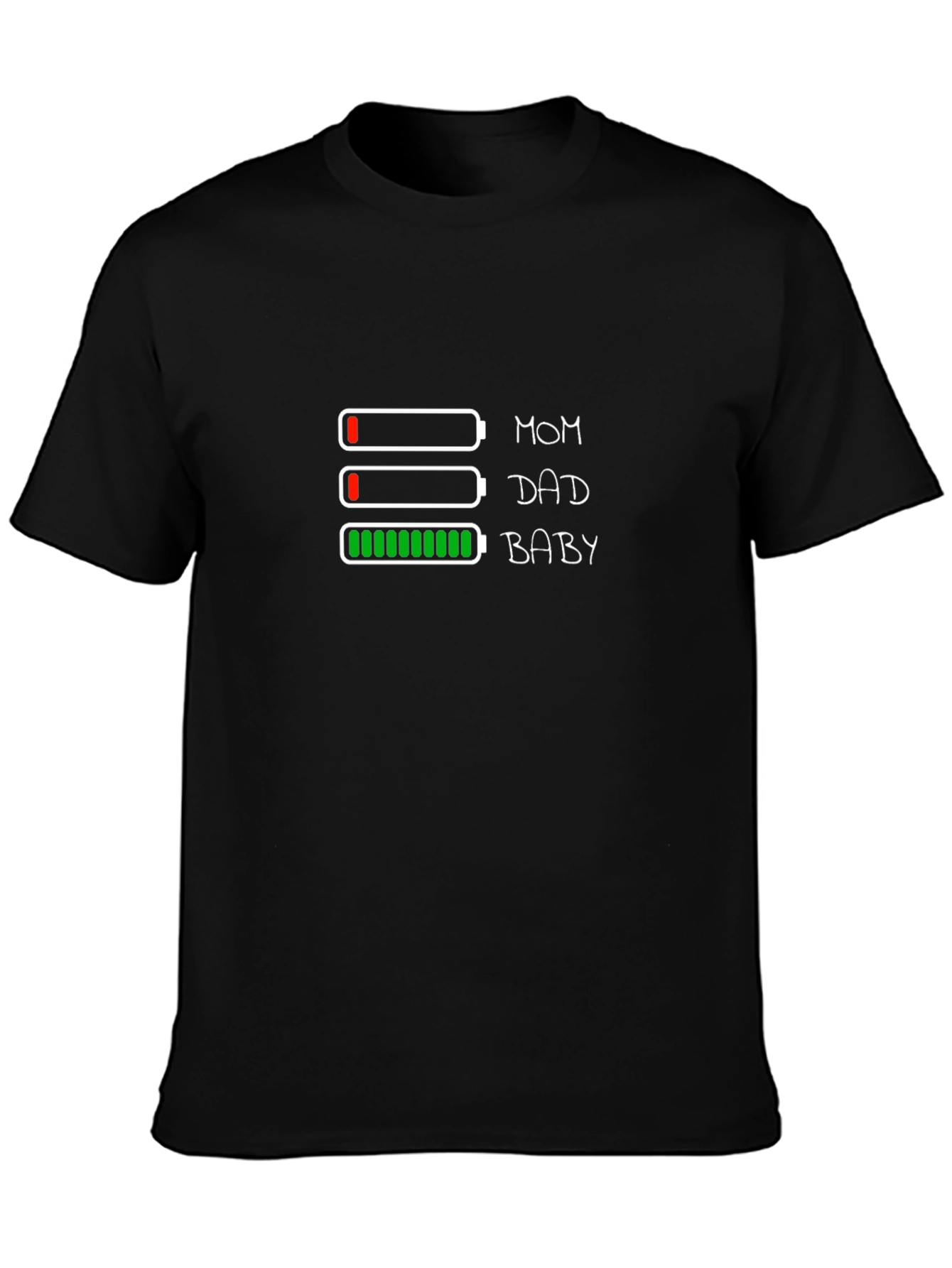 Mom Dad Baby Battery Level Graphic Tee