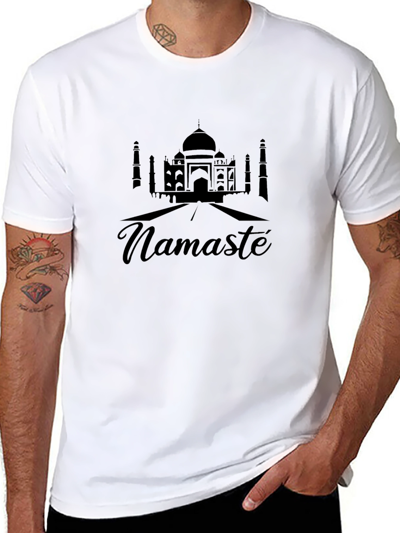 Namaste Taj Mahal Graphic Tee - Black