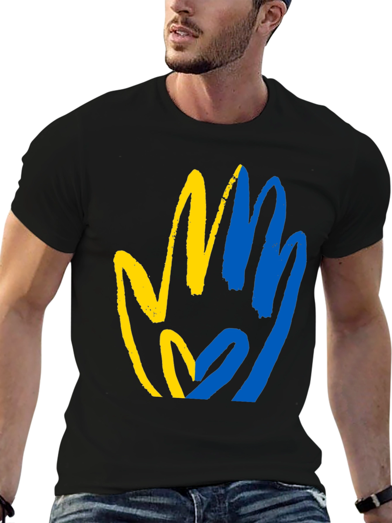 Ukraine Flag Hand T-Shirt - Stand with Ukraine