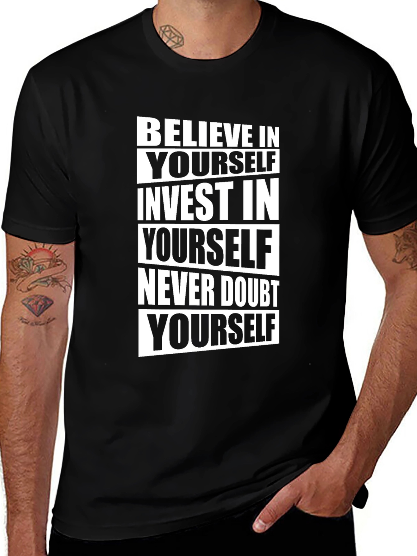 Motivational T-Shirt: Believe in Yourself - Black Cotton Tee