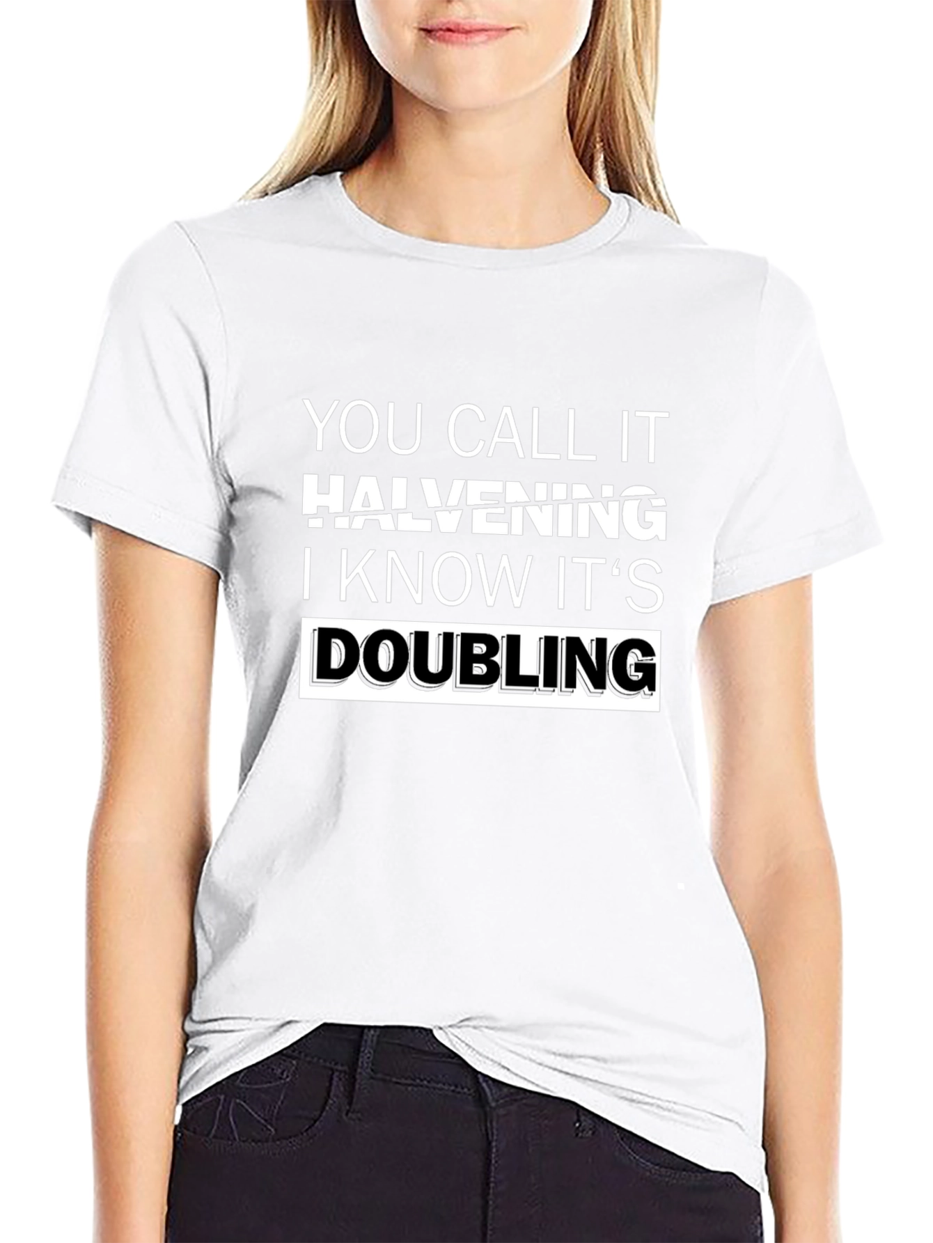 Halvening vs Doubling Black Graphic Tee