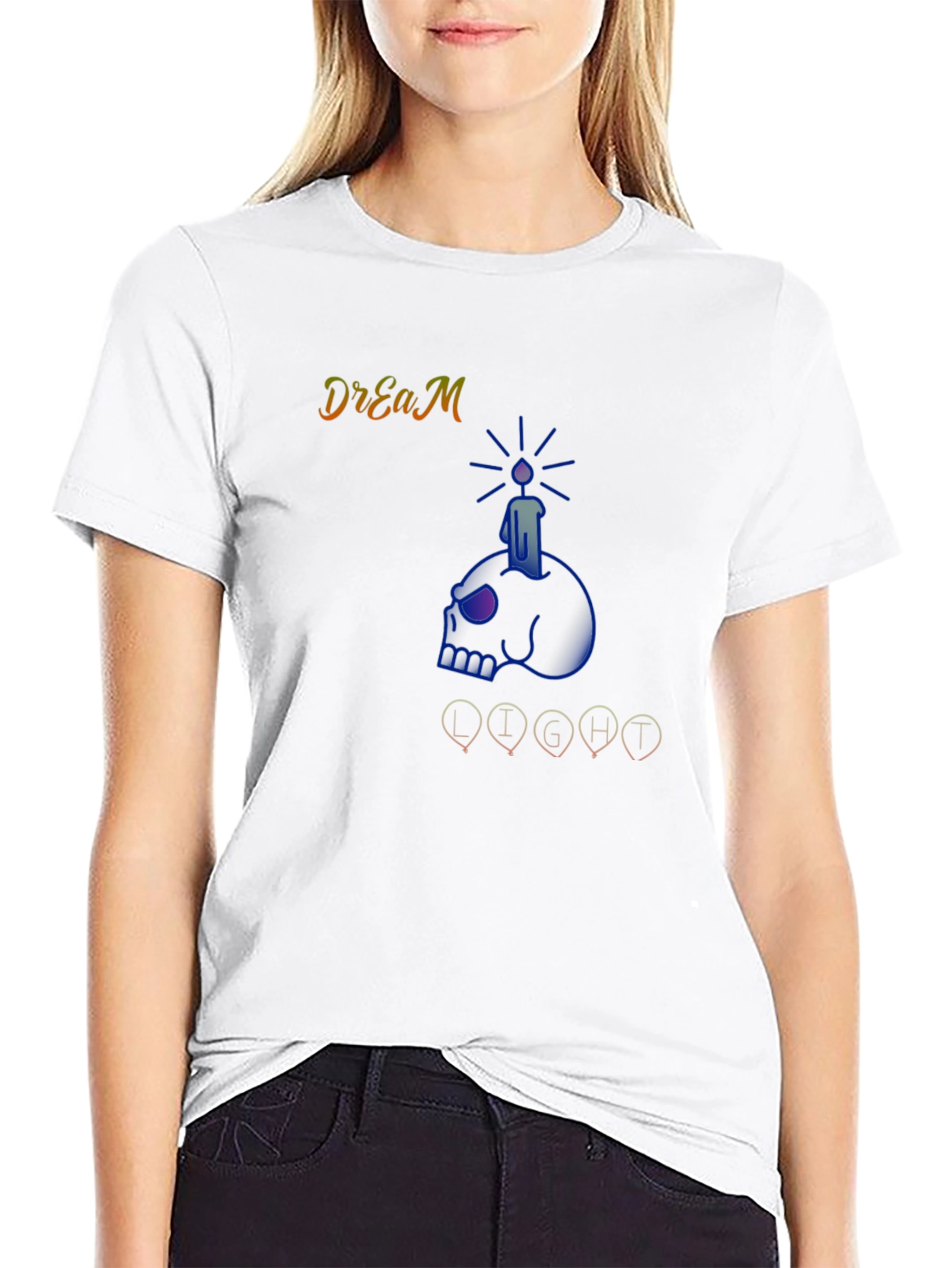 Dream Light Graphic Print Black T-Shirt