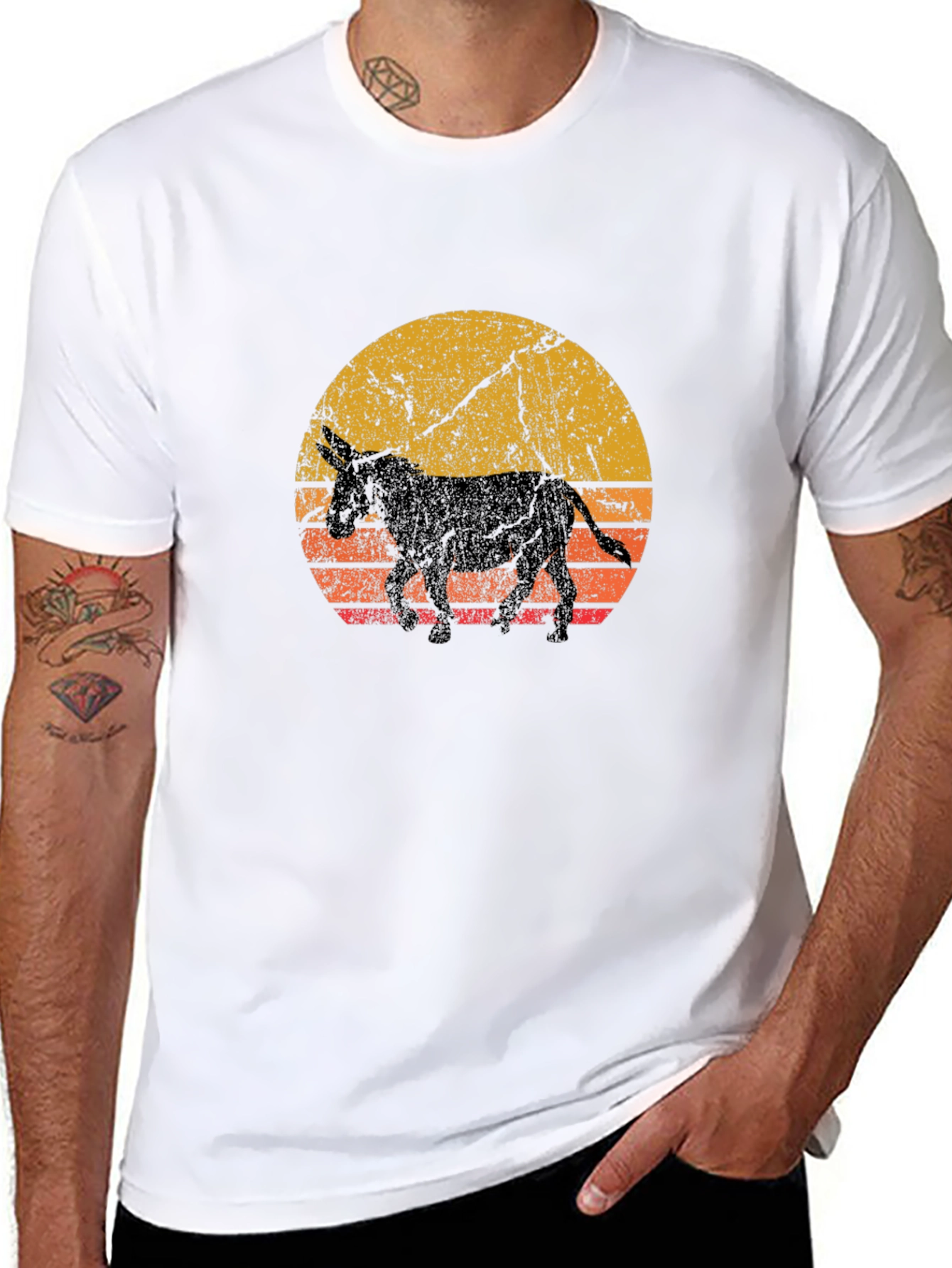 Retro Donkey Sunset Graphic Tee