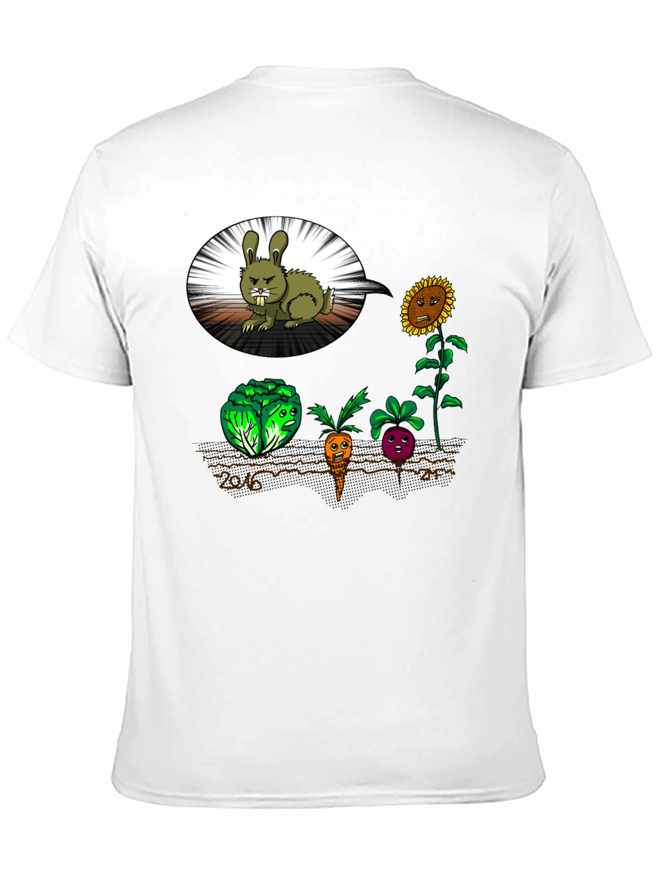 Funny Angry Bunny & Veggie T-Shirt