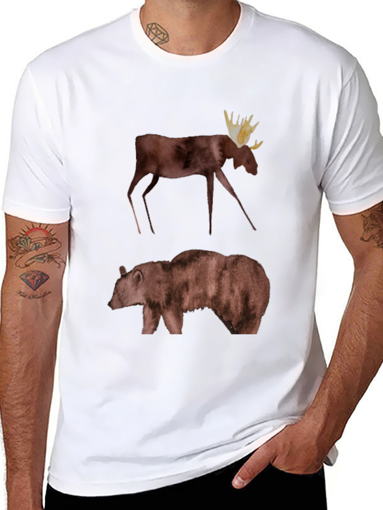 Moose & Bear Graphic Tee - Black