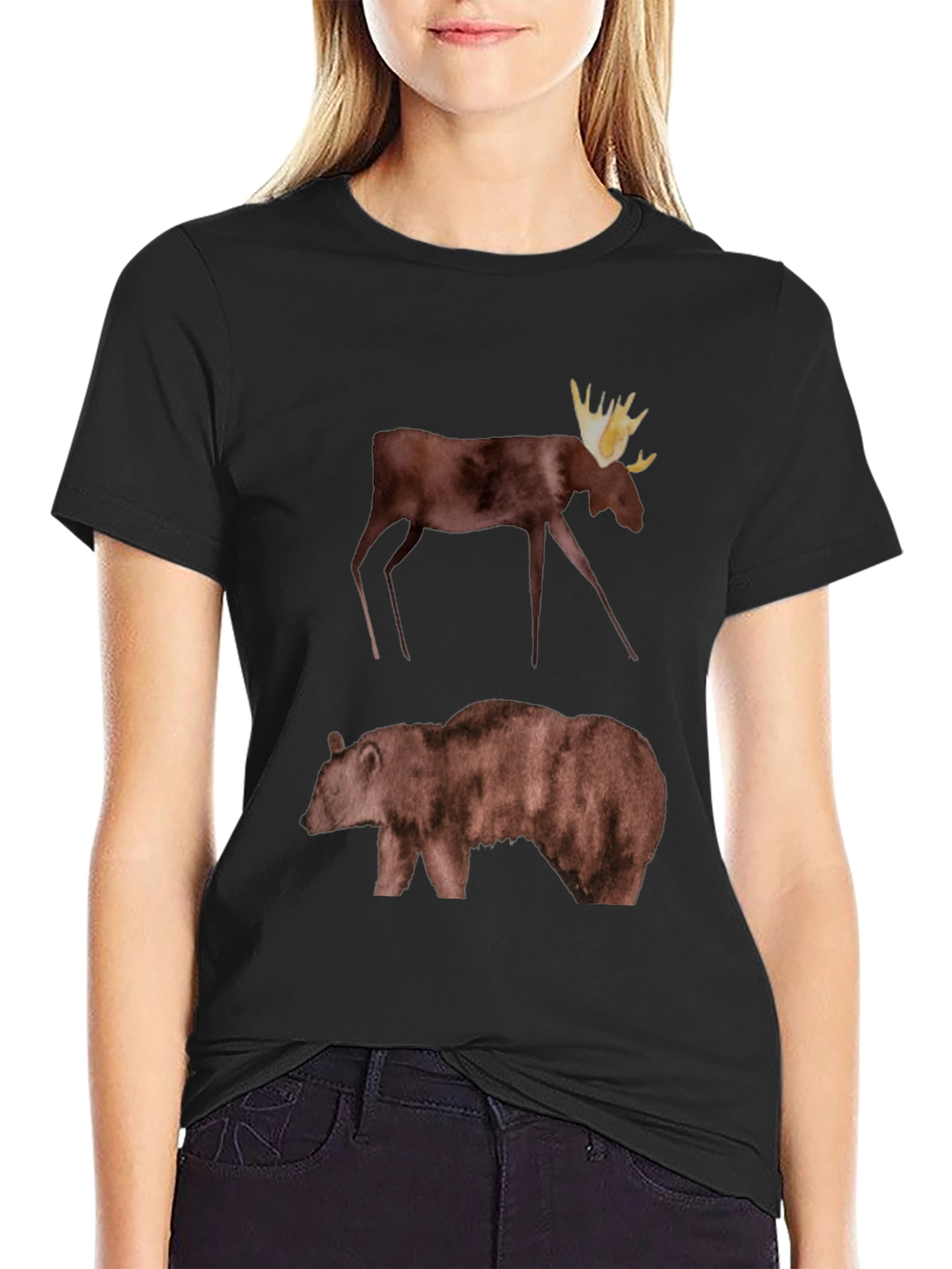Moose & Bear Graphic Tee - Black