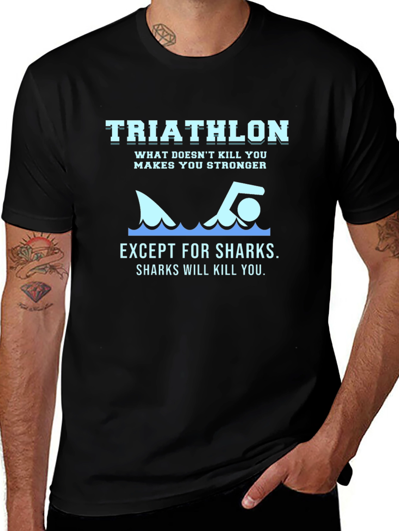 Triathlon Shark T-Shirt - Funny Workout Tee