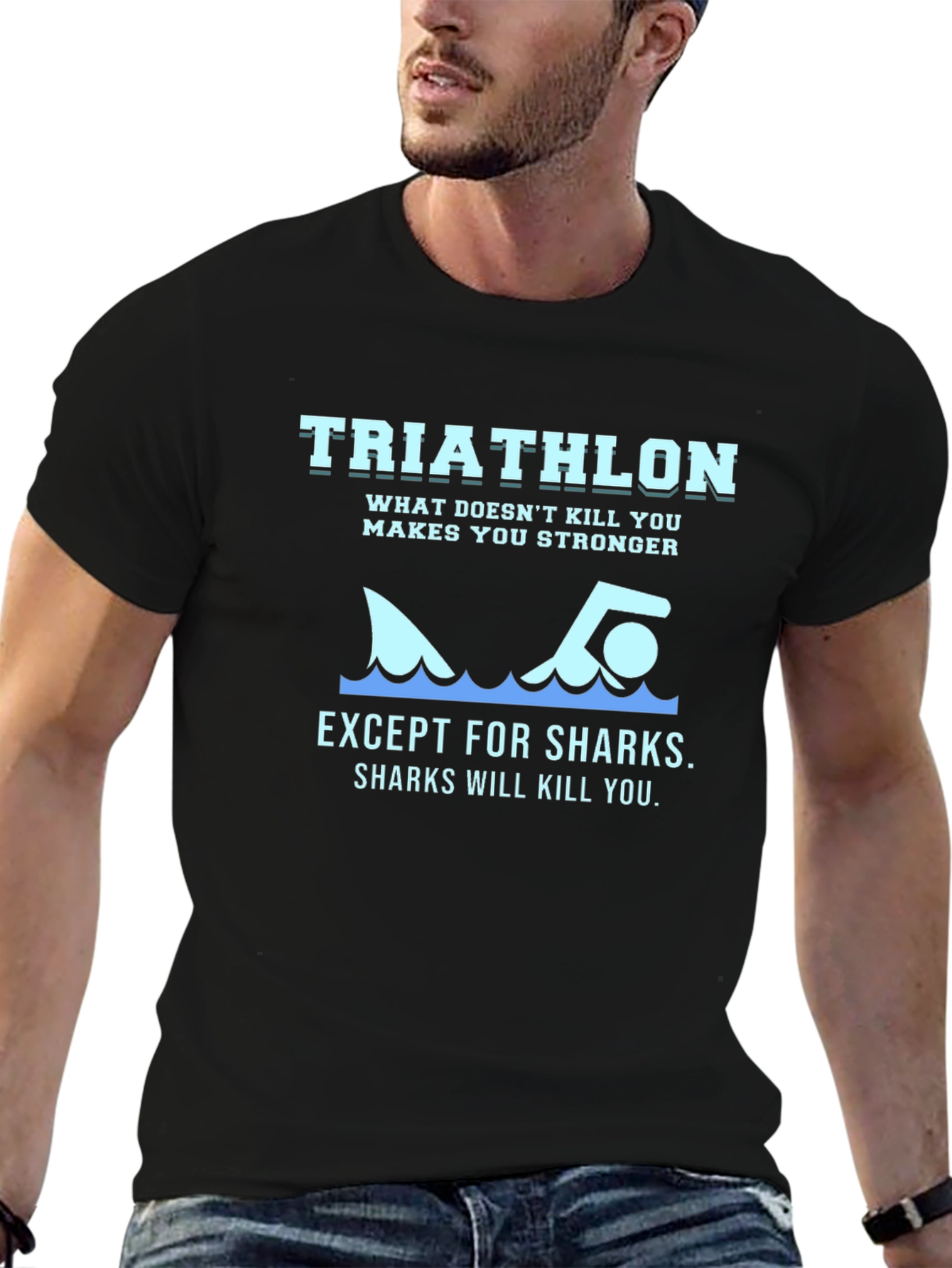 Triathlon Shark T-Shirt - Funny Workout Tee