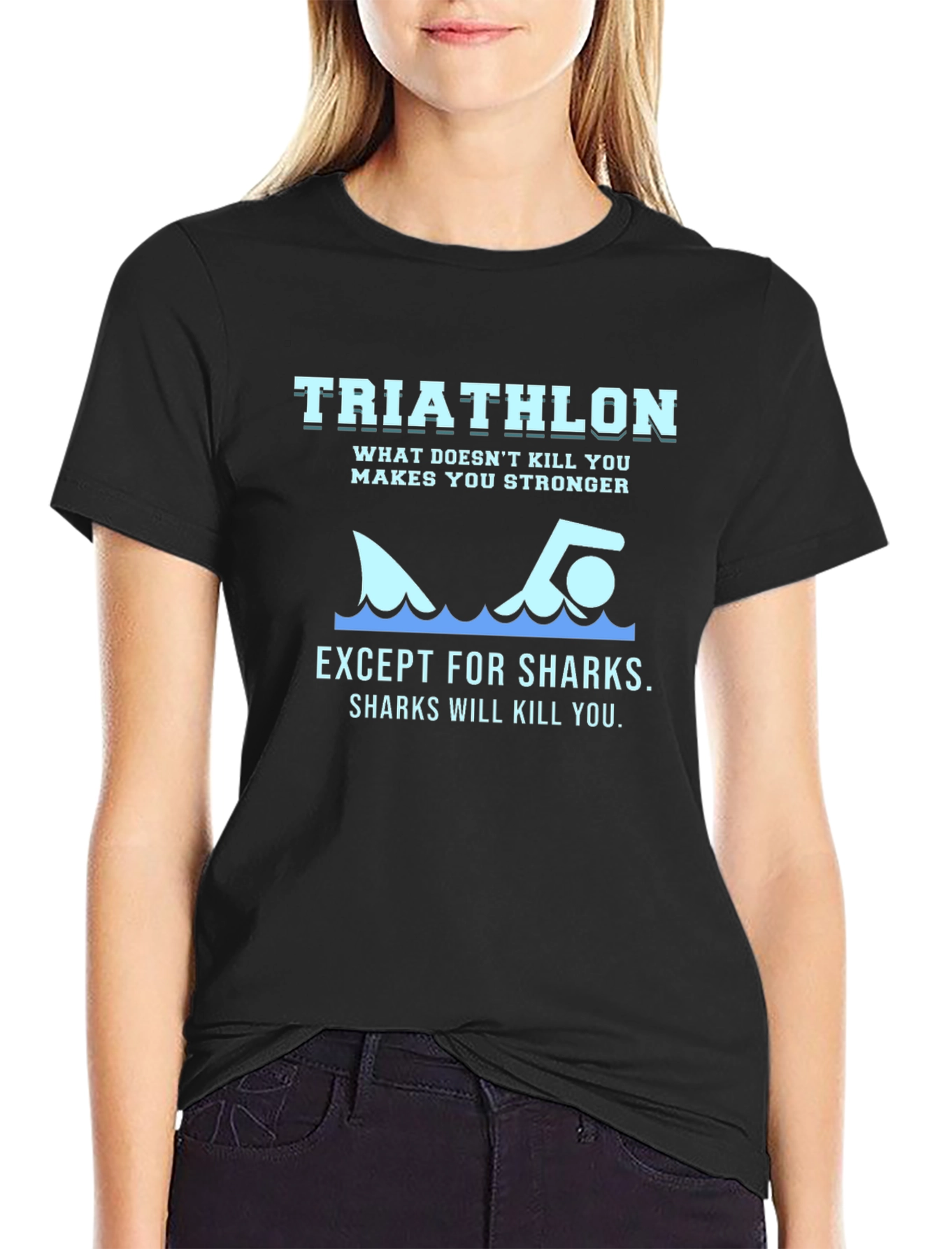 Triathlon Shark T-Shirt - Funny Workout Tee