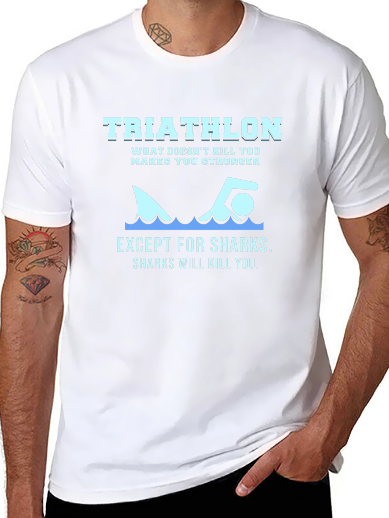 Triathlon Shark T-Shirt - Funny Workout Tee