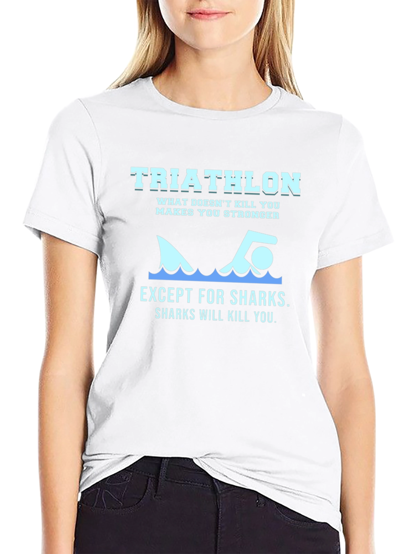 Triathlon Shark T-Shirt - Funny Workout Tee
