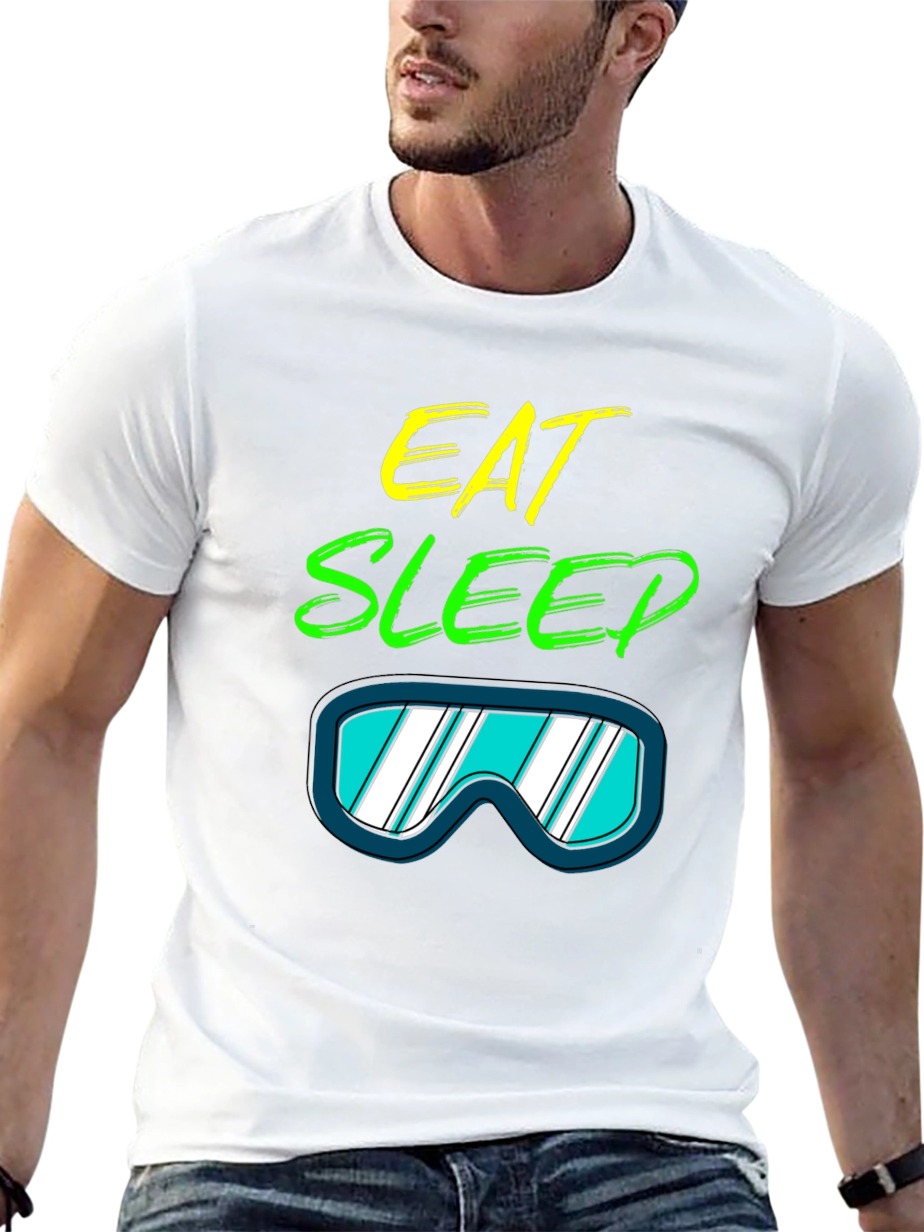 Eat Sleep Ski T-Shirt: Cool Ski Goggles Graphic Tee