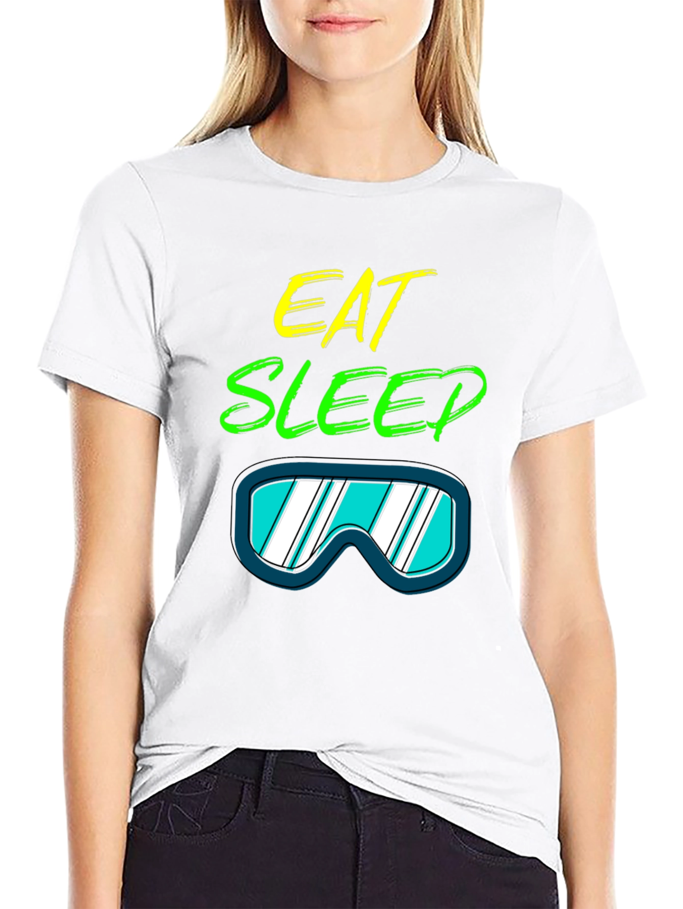 Eat Sleep Ski T-Shirt: Cool Ski Goggles Graphic Tee