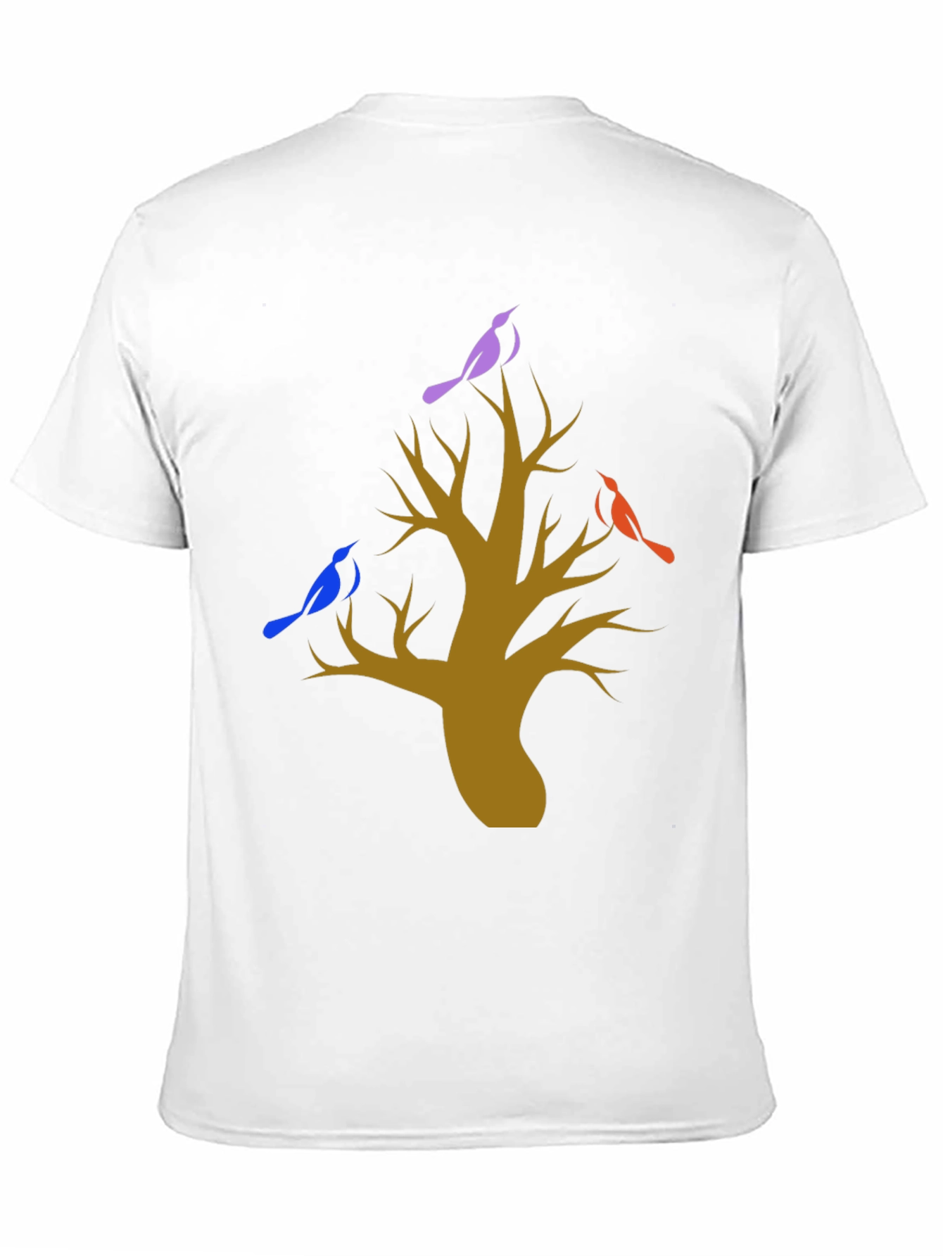 Tree and Birds Graphic Print Black T-Shirt
