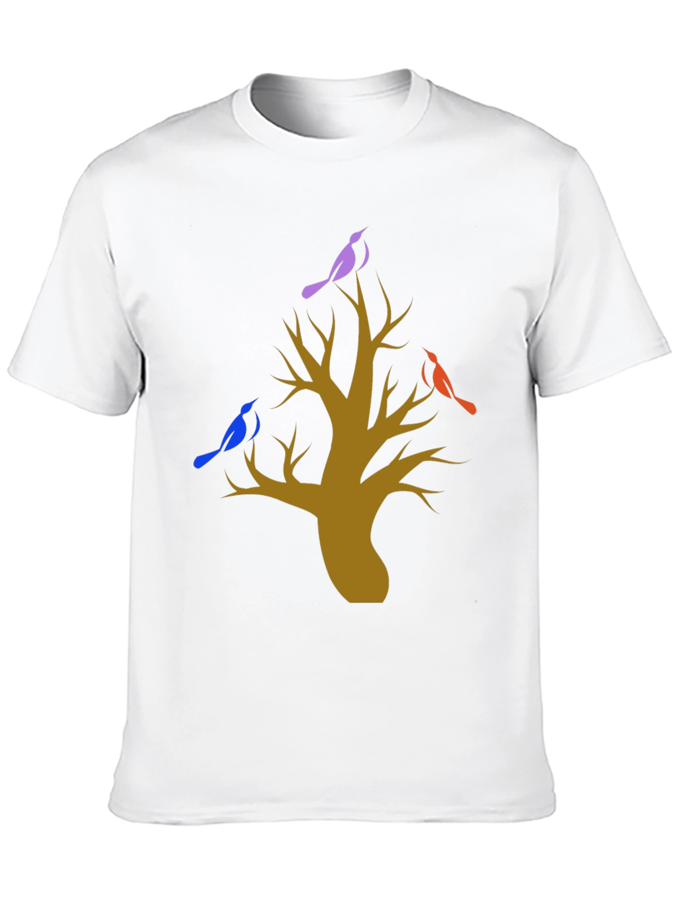 Tree and Birds Graphic Print Black T-Shirt